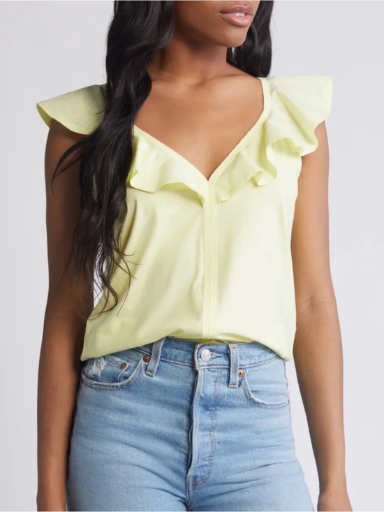 Nation LTD Tops - Nation LTD Pale Yellow Ruffle V-Neck Camisole